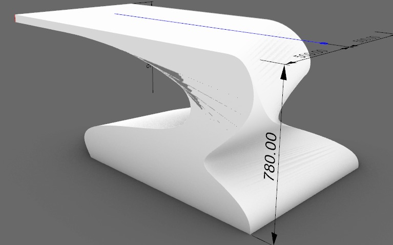 Estudo de forma desenvolvido para aplicação do Z-Motion em fabricação CNC monofio.