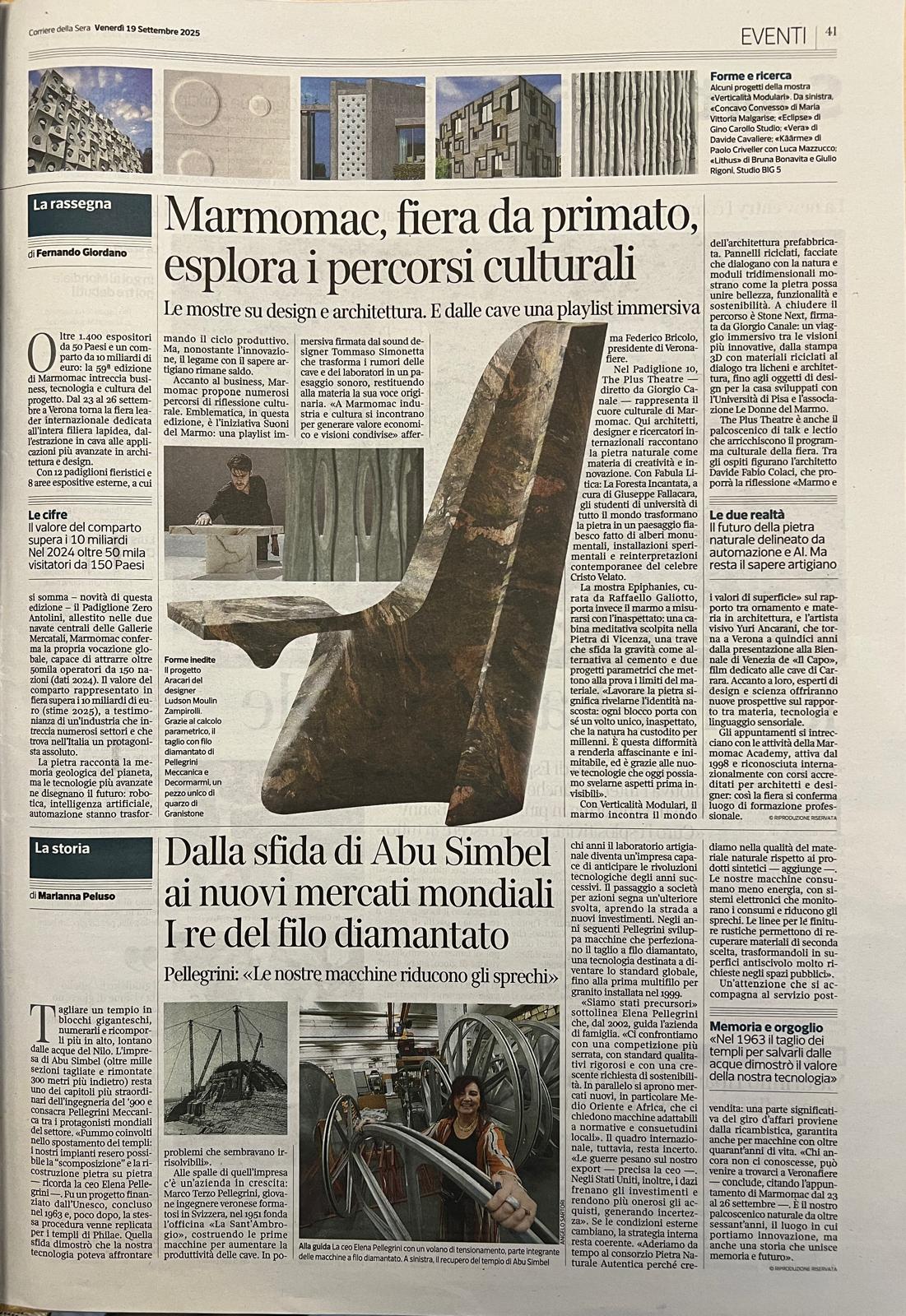 Página de jornal com reportagem sobre a Marmomac e imagem da Araçari.